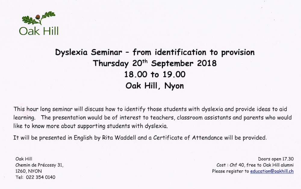 OAKHILL dyslexia
