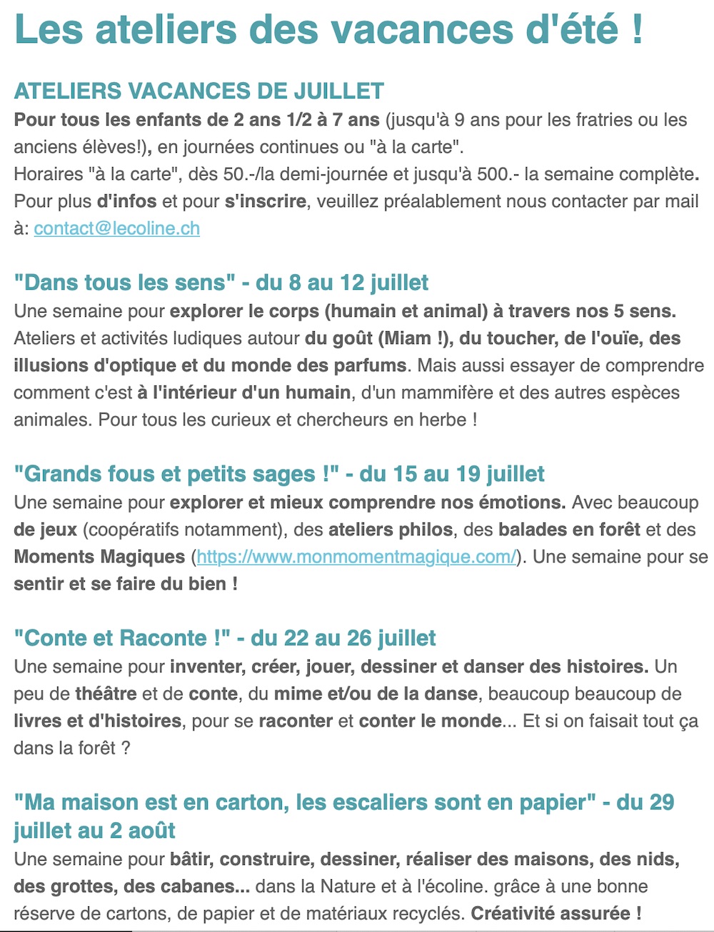ecolinesummer camps