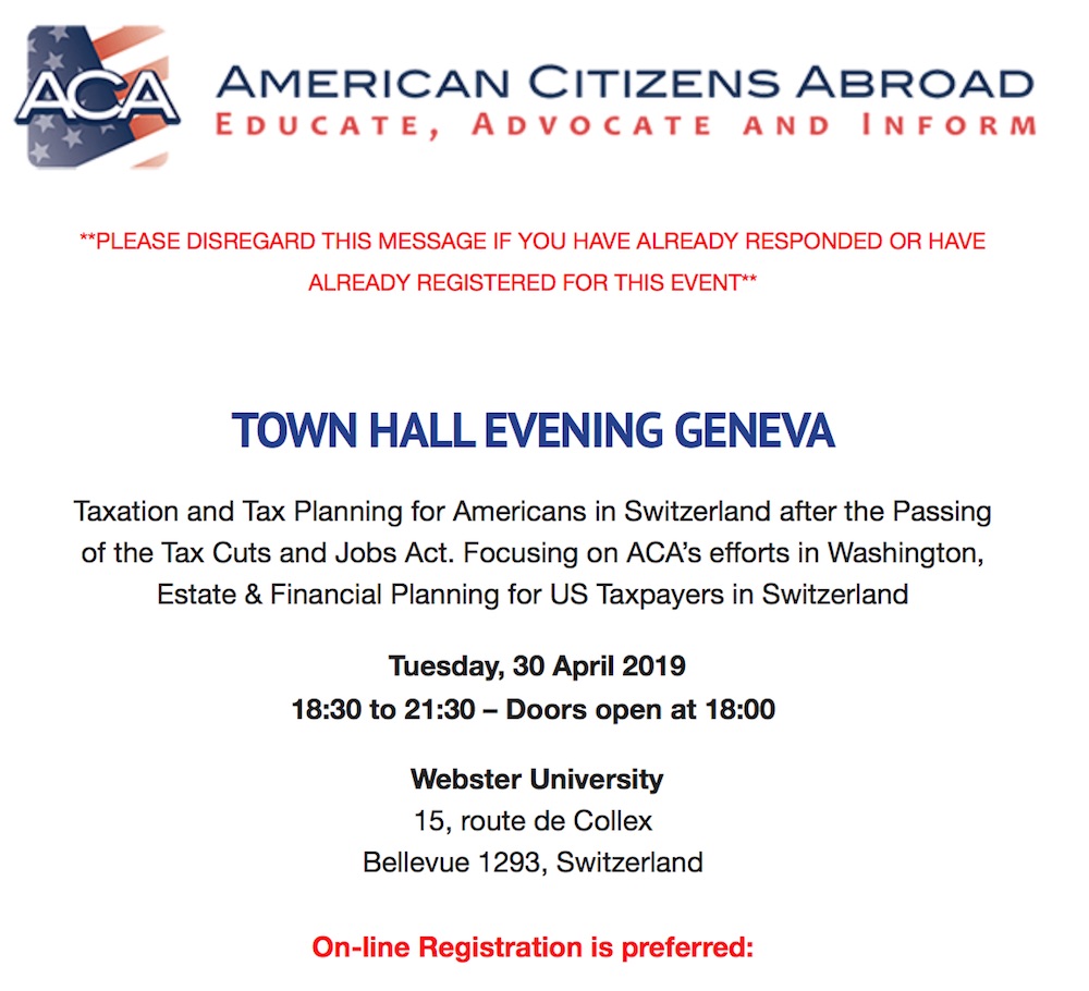 ACA townhall30April